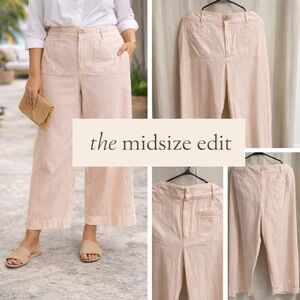 LOFT Palmer Wide Leg Pants | Blush Seersucker | Size 14